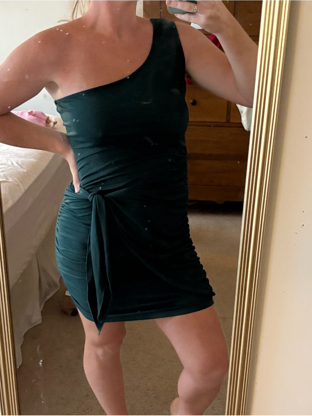 Green one shoulder dress
